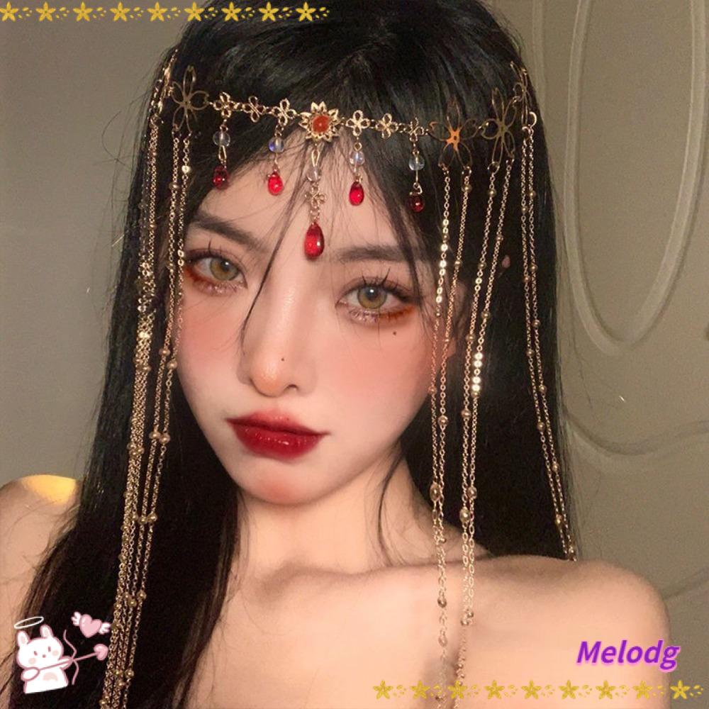 Phụ Kiện Tua Rua Dài Đeo Trán Trang Trí Cho Cô Dâu|Băng Đô Cài Tóc Đính Tua Rua