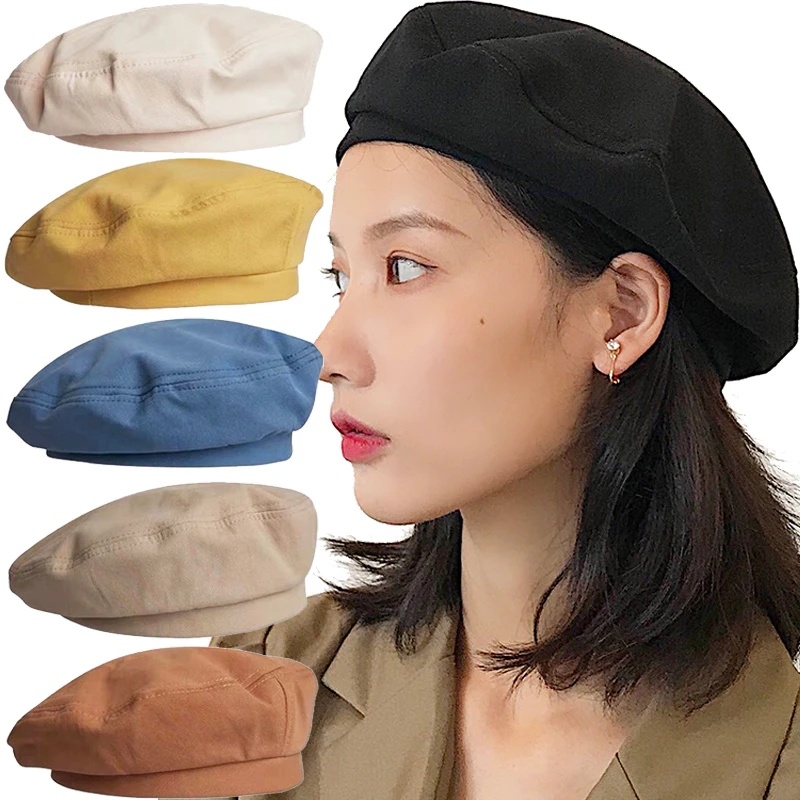 Mũ Beret Màu Trơn Phong Cách Vintage Thanh Lịch Thời Trang Cho Nữ