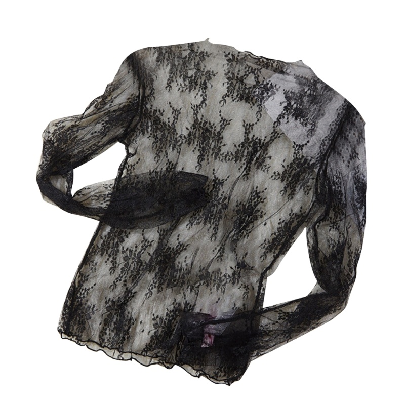 Áo Ren Lưới Cổ Lọ Dài Tay Thời Trang Xuân Hè Gợi Cảm Cho Nữ