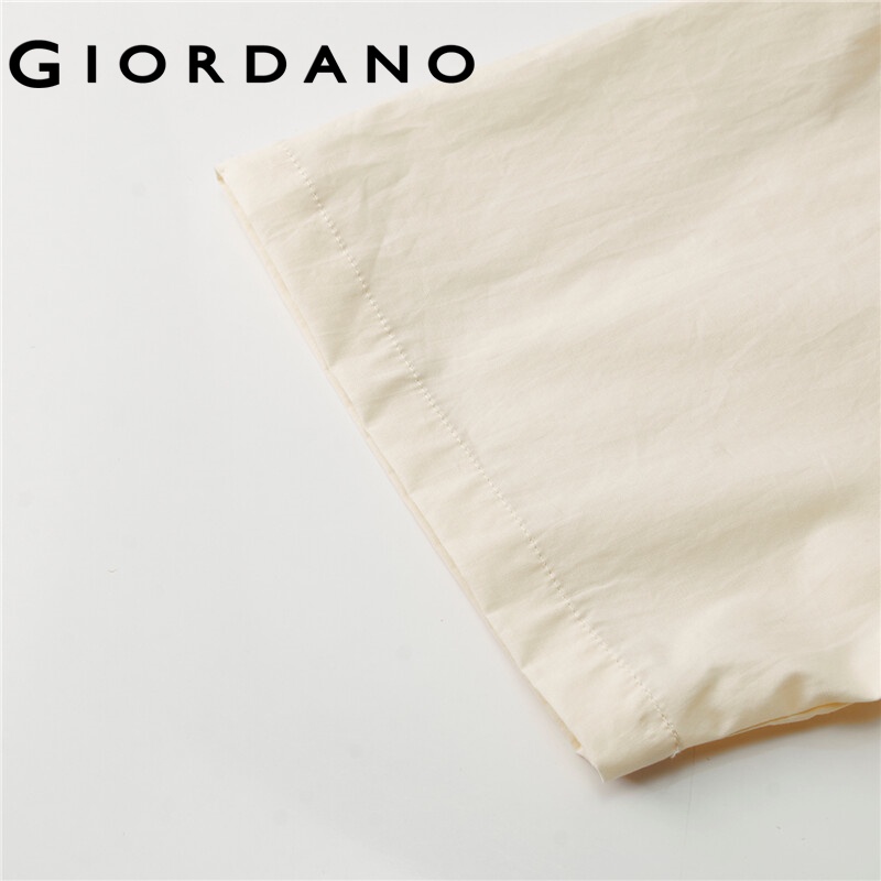 Áo sơ mi GIORDANO cotton 100% 05342461 tay ngắn tay giản dị dáng rộng phối túi thời trang mùa hè trẻ trung cho nữ