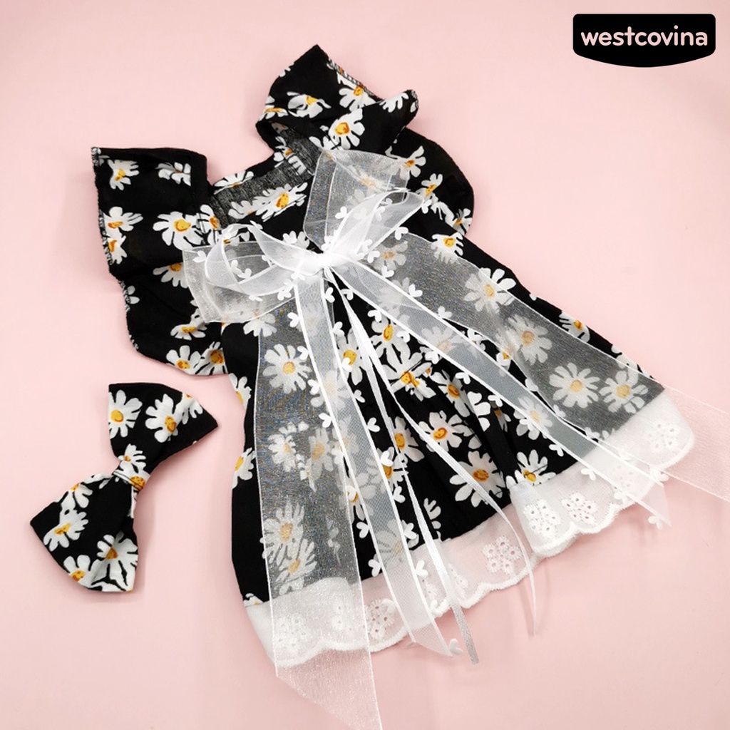 [COD]♝Bộ Đầm Thắt Nơ In Họa Tiết Hoa Dễ Thương Thoáng Khí Thời Trang Mùa Hè Xinh Xắn Cho Cún Cưng