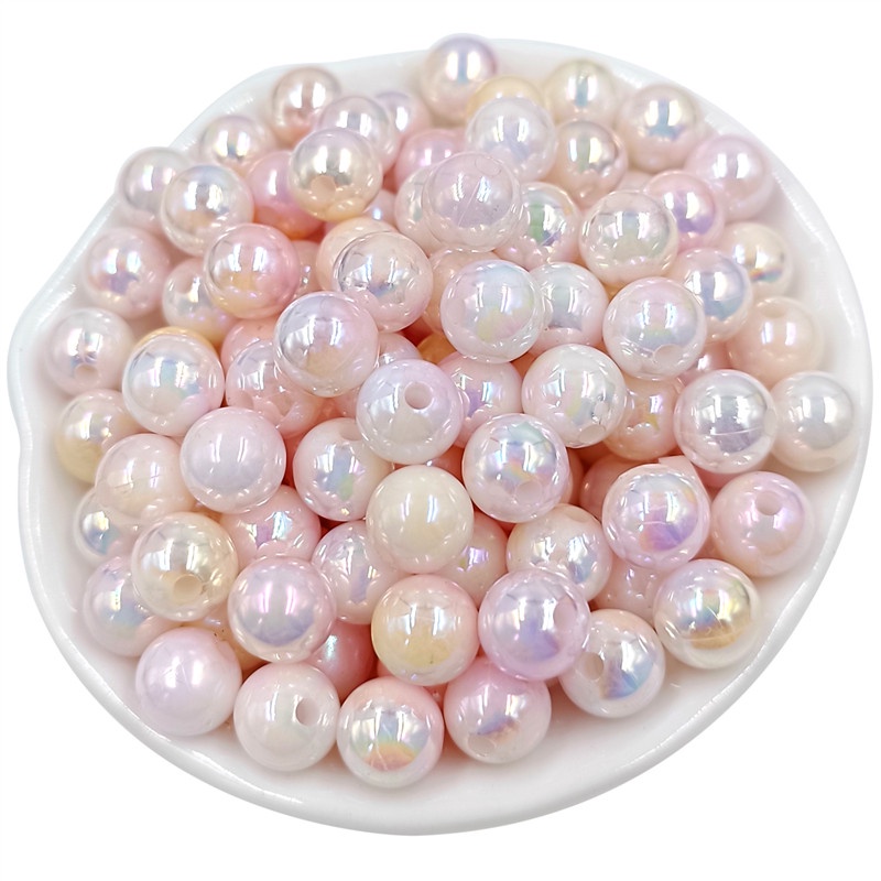 Set 50 Hạt Tròn Hai Màu 8 / 10mm Làm Trang Sức Thủ Công DIY Thời Trang