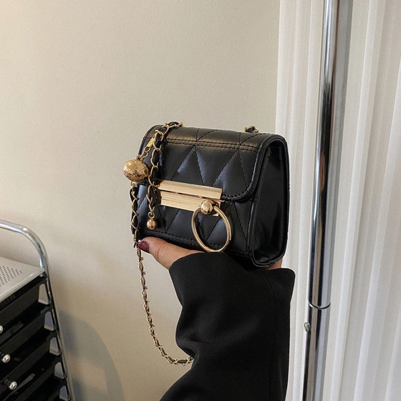 AlphaZ Túi Đeo Chéo Hình Vuông Nhỏ Hình Thoi Đính Bóng Vàng Phong Cách Retro Hợp Thời Trang Thường Ngày Dễ Phối Đồ