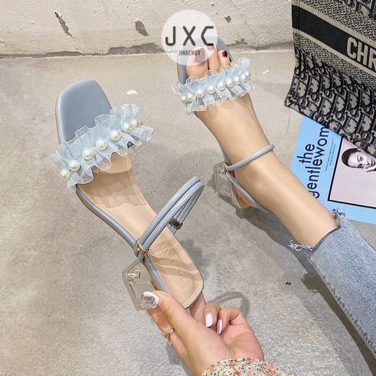 JINxCHOY Giày Cao Gót Đầu Vuông Hai Kiểu Mang Đa Năng Thoải Mái Thời Trang Cho Bạn Nữ JINXCHOY