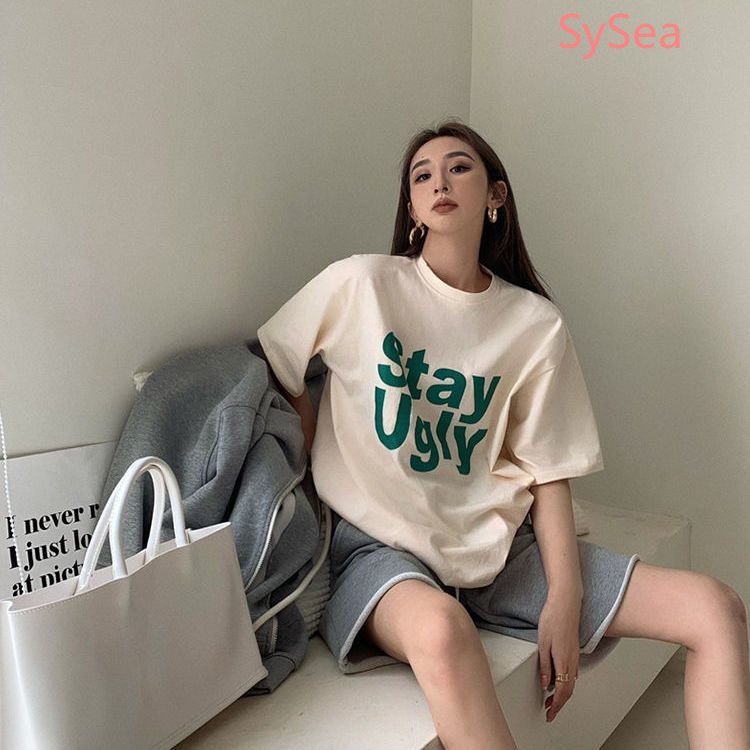 Áo Thun 100% Cotton Dáng Rộng In Chữ Thời Trang Mùa Hè Dành Cho Nữ