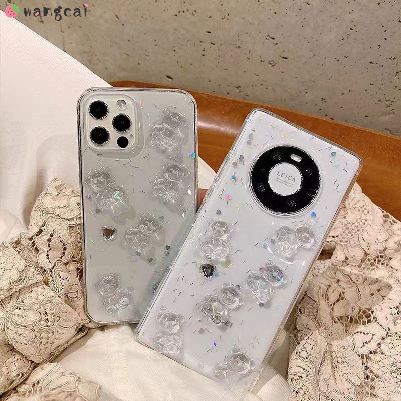 Ốp Điện Thoại Trang Trí Hình Gấu 3D Cho iPhone 14 Plus 13 12 Mini 11 Pro XS Max XR X 7 8 6 Plus