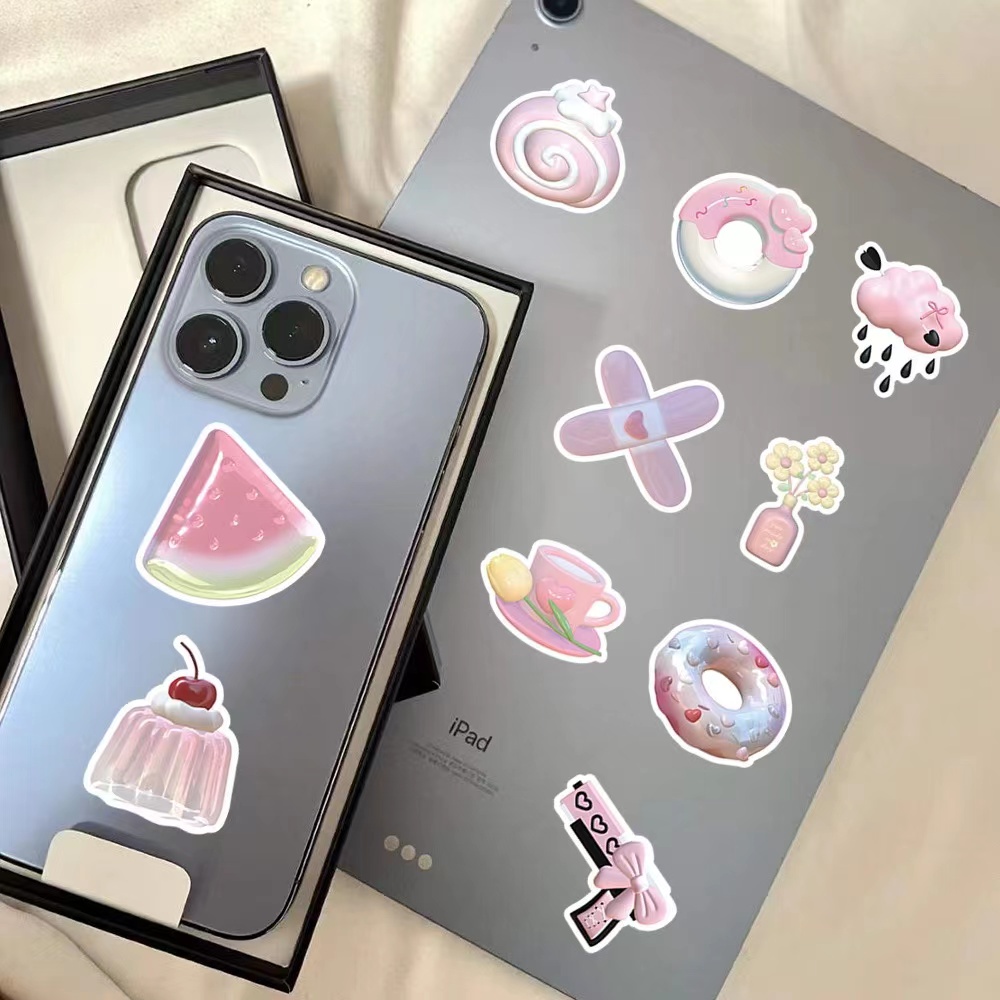 3D Pink Stickers Miếng Dán 3D Màu Hồng Dễ Thương Chống Thấm Nước Dùng Trang Trí Laptop / Điện Thoại