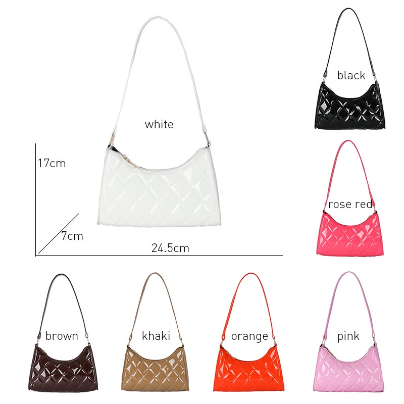 JUSTSTAR Túi xách da bóng họa tiết kim cương phong cách cổ điển thời trang