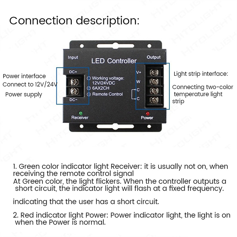 Bộ Điều Khiển Độ Sáng Đèn LED Dây DC12-24V RF Cho Băng Dính 5050