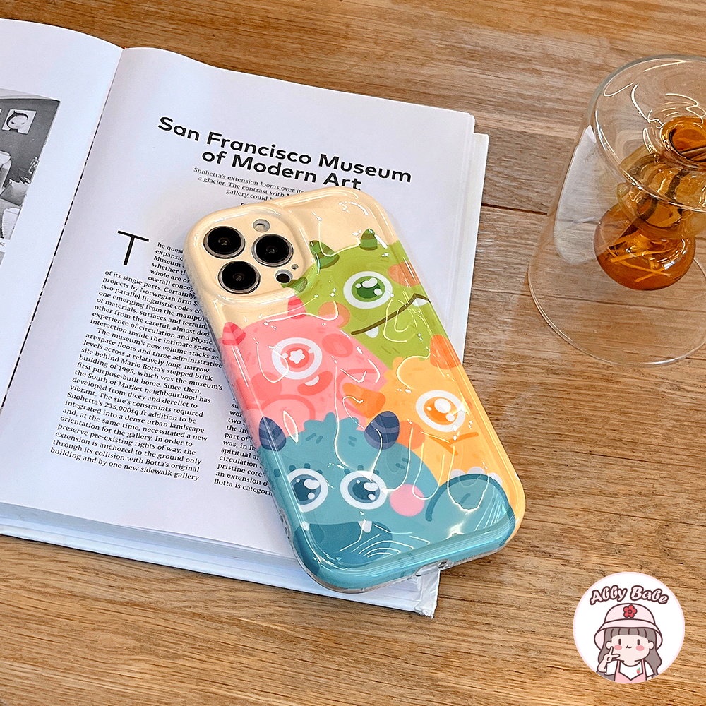 Ốp Điện Thoại TPU Mềm Chống Sốc Họa Tiết Quái Vật Mắt To Phối Bóng Lông Cho IPhone 14 Pro Max 13 12 11 Pro Max