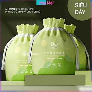 Khăn lau mặt khô plain cotton xanh lá cuộn khăn giấy khô lau mặt lau bếp đa năng