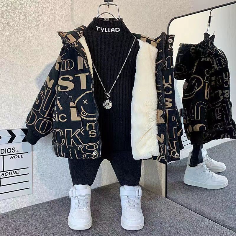 Áo Khoác Lót Lông Cừu Dày Giữ Ấm Mùa Thu Đông Cho Bé Trai Quacom