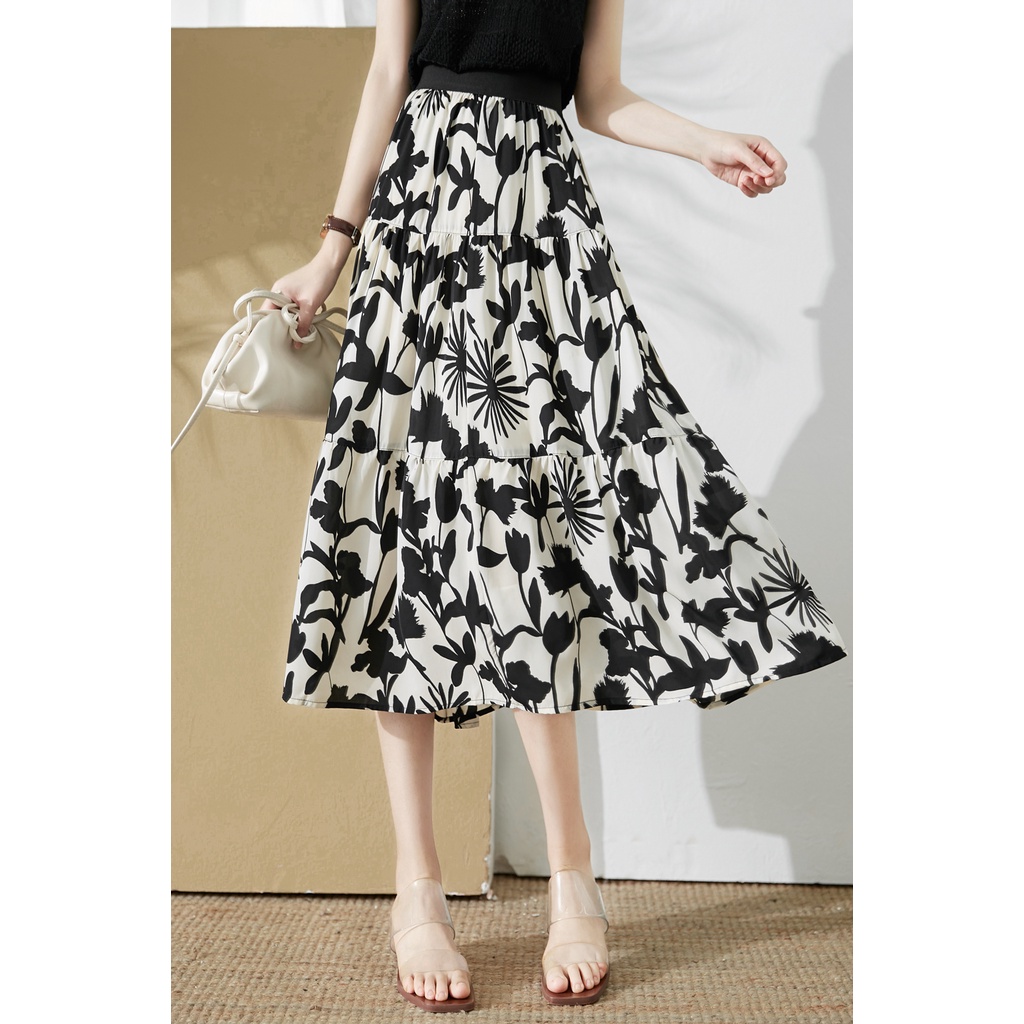 Chân Váy Midi Chữ A Vải Chiffon Mỏng In Họa Tiết Thời Trang Mùa Hè Hàng Mới Dành Cho Bạn Nữ
