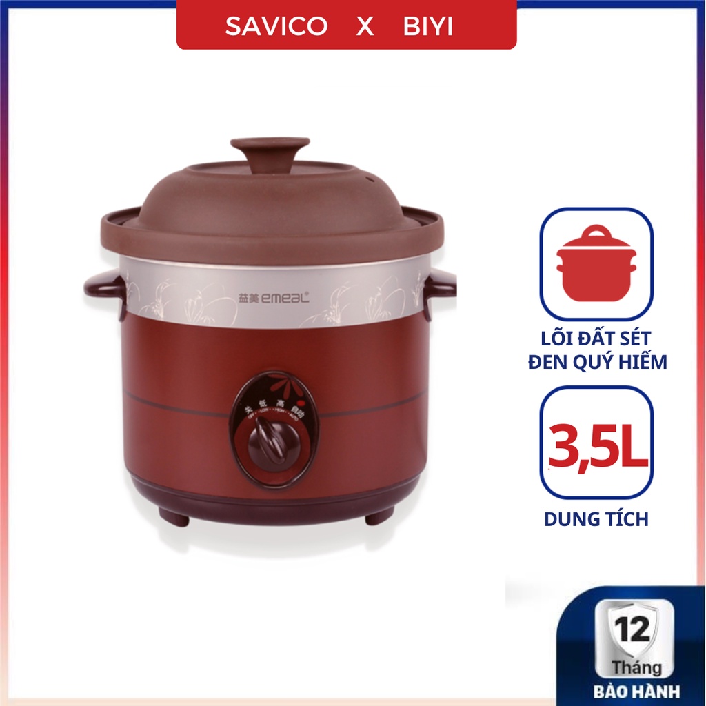 Nồi Nấu Cháo Chậm Đa Năng EMEAL Lõi Đất Sét Đen Quý Hiếm, Ninh, Hầm, Cách Thủy, Đa Năng, Nồi Hầm Cháo Cho Bé Ăn Dặm