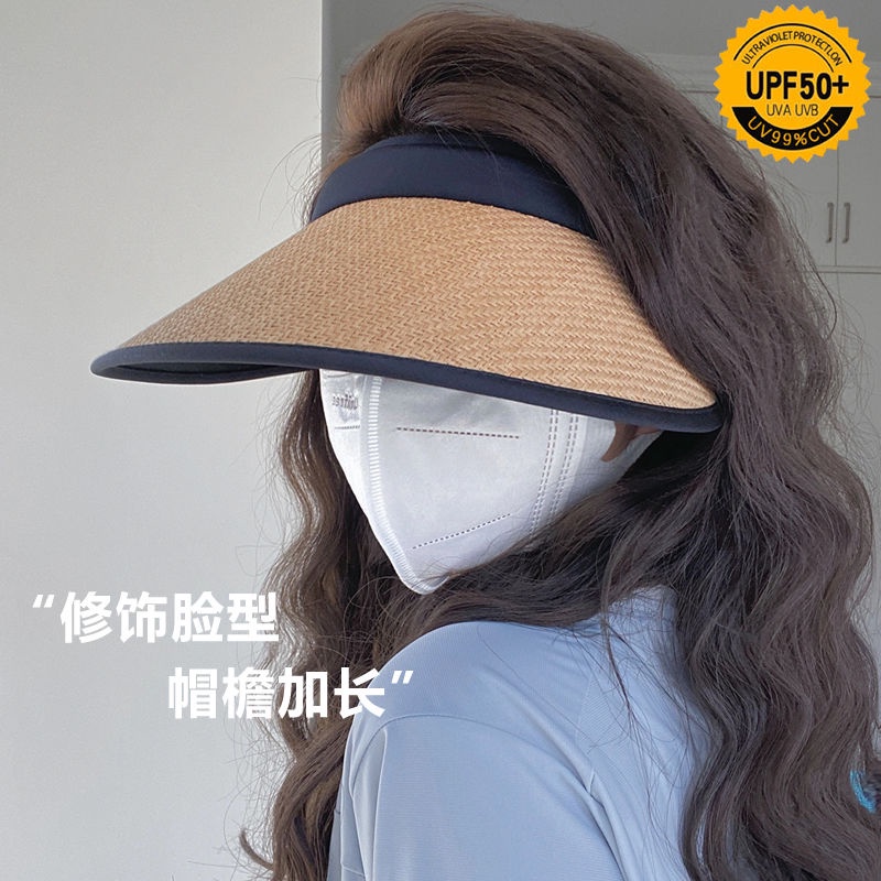 Mũ Lưỡi Trai Nửa Đầu Chống Nắng Tia uv Màu Đen Keo Dán Lớn Thời Trang Mùa Hè Cho Nữ