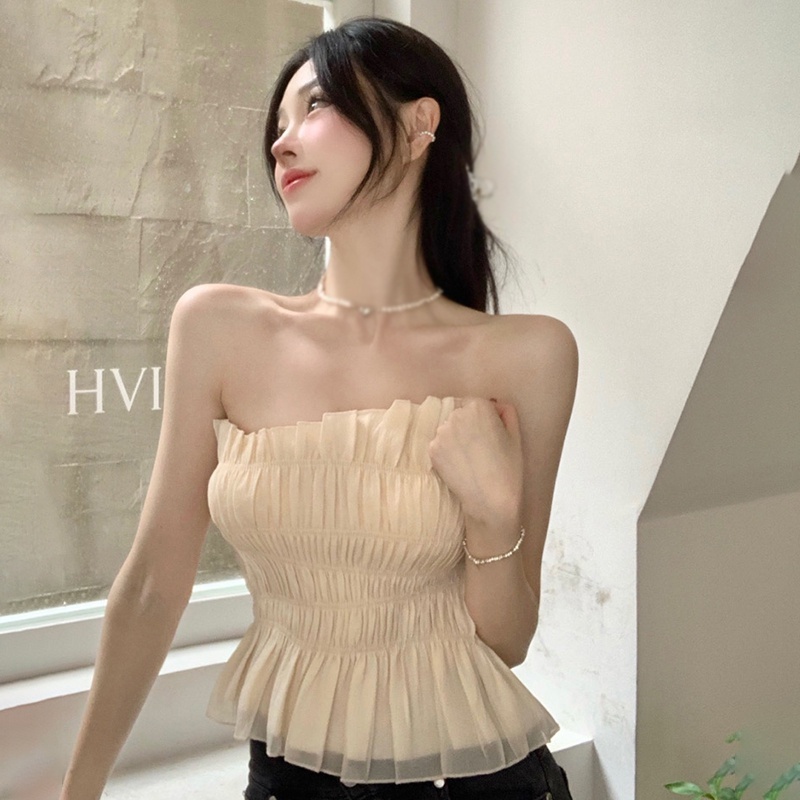 Áo Croptop Trễ Vai Màu Sắc Trơn Thiết Kế Lệch Tà Quyến Rũ Thời Trang Phong Cách Hàn Quốc