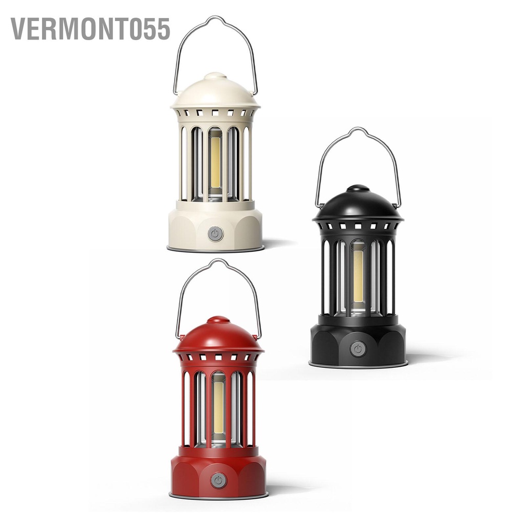 Có thể bán buôn Đèn Lồng Cắm Trại COB Retro ABS Sắt Mạ Chrome Di Động Cho Câu Cá Ngoài Trời Vermont055 Hàng giao ngay
