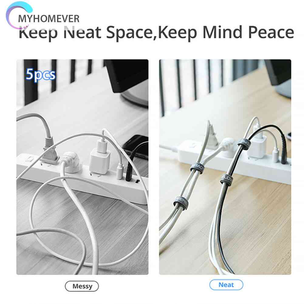 Floveme Set 5 Dây Quấn Gọn Gàng Cáp Tai Nghe USB 14cm