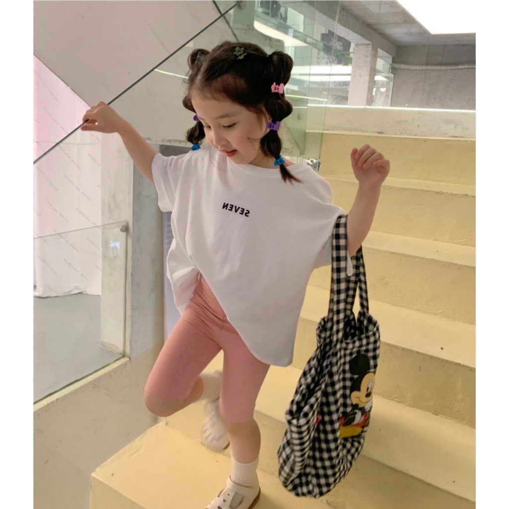 Quần legging lửng bé gái HELLO QG370 sz 90-140, legging gân co dãn thoải mái, thời trang hè siêu xinh cho bé