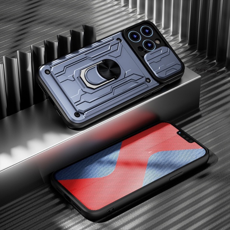 Luxury Shockproof Armor Case Compatible with iPhone 11 Pro Max X Xs Max Xr SE 6 6S 7 8 Plus 7p 6sPlus Rotation Metal Ring Stand And Card Slot Back Cover