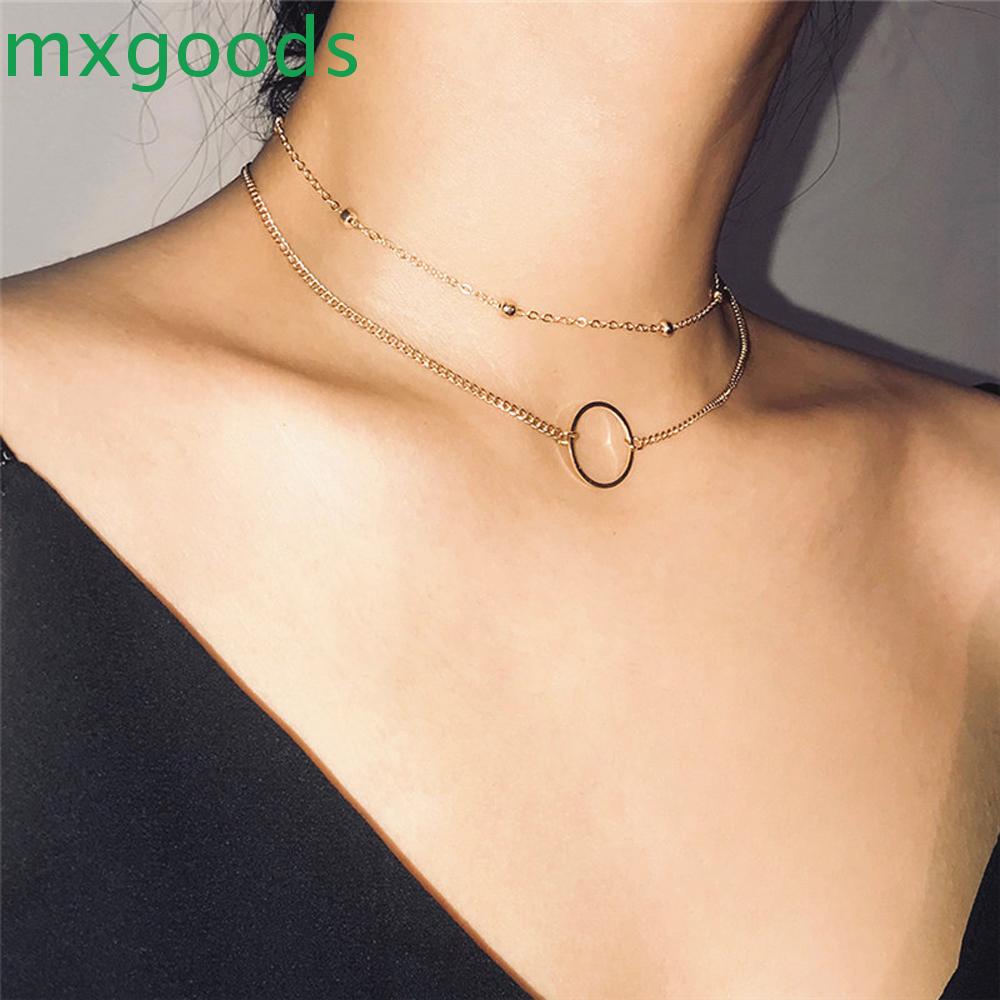 Vòng Cổ Choker Hai Lớp Mặt Hình Học Thời Trang Thanh Lịch Dành Cho Nữ