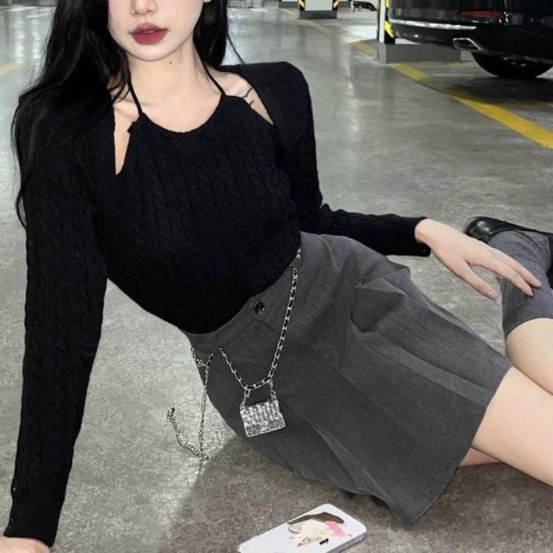 Áo Sweater Dệt Kim Trễ Vai Dáng Ôm Màu Trắng Thời Trang Quyến Rũ Cho Nữ