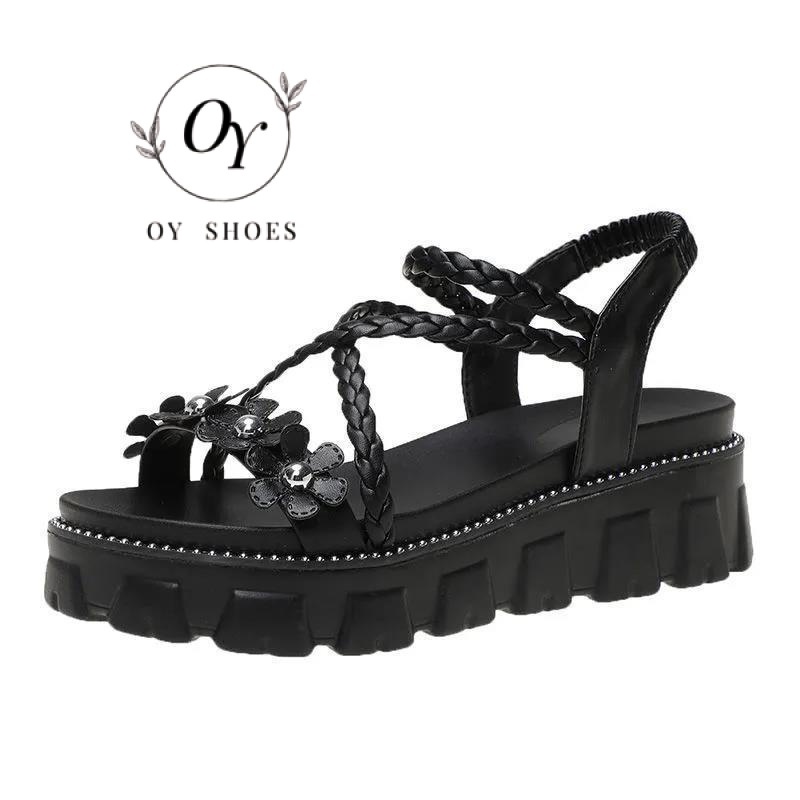 Xăng đan Đế Dày Nữ Đính Hoa Thời Trang Mùa Hè 2023 Mới Cho Học Sinh