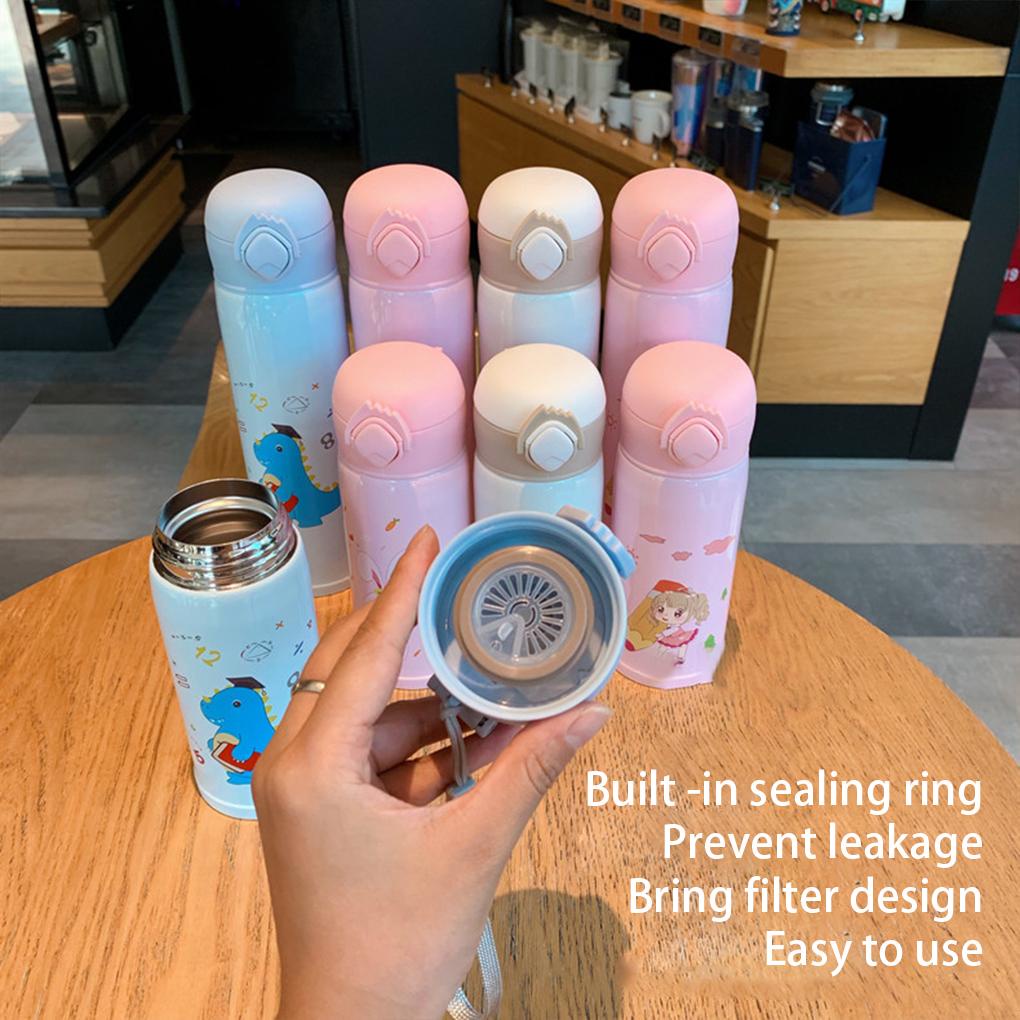 Bình Nước Giữ Nhiệt Bằng Thép Không Gỉ Họa Tiết Hoạt Hình Sáng Tạo