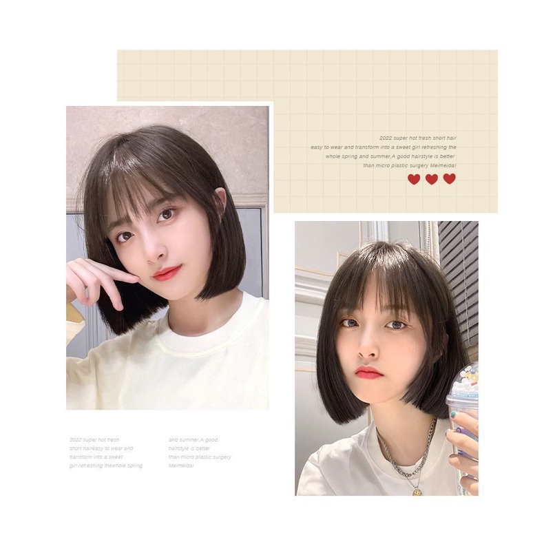 Tóc giả cả đầu MISS FANCY ngắn thẳng dày 30cm tự nhiên thời trang