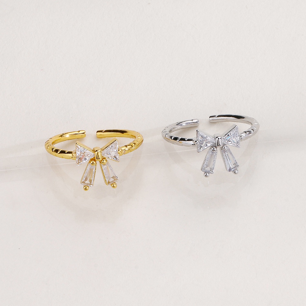 Nhẫn Hình Nơ Đính Đá Lấp Lánh Phong Cách Thời Trang Pháp