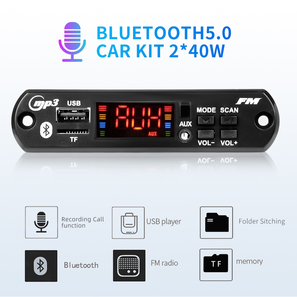 Bảng Mạch Khuếch Đại Âm Thanh MP3 80W Bluetooth 5.0 12V 40W Không Dây Hỗ Trợ Thẻ TF AUX FM Radio