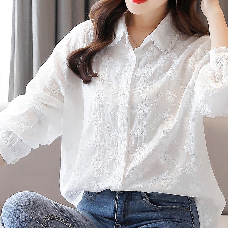 Áo Sơ Mi Cotton Thêu Họa Tiết Đơn Giản Thời Trang Chất Lượng