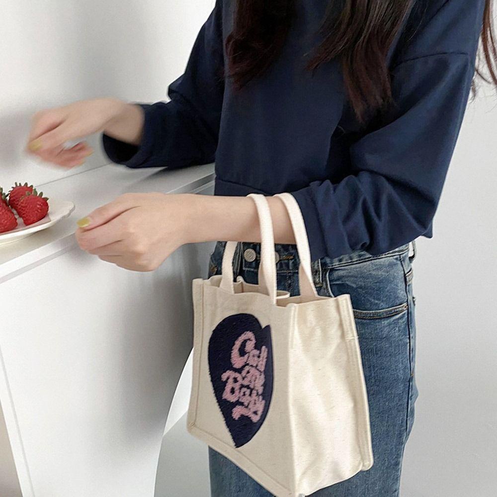 JUNE Túi Tote Nhỏ Vải Bố Dùng Khi Đi Dã Ngoại