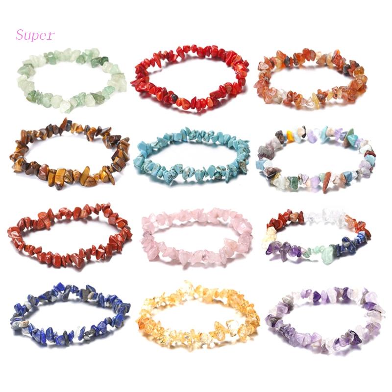 Set 5 Vòng Tay May Mắn 7 Luân Xa Bằng Đá Tự Nhiên Dành Cho Bạn Nữ / Bạn Gái