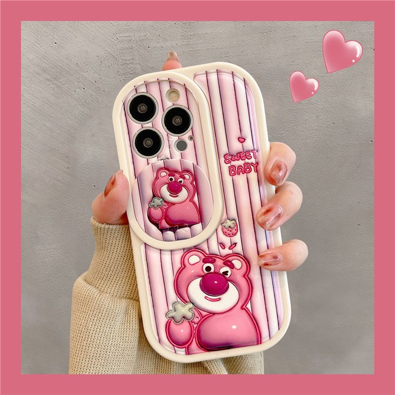 Ốp Điện Thoại Hình Gấu Dâu Tây Cho Iphone 11promax 12 13promax 14pro 13 / 14 11 / 12promax 7plus 8plus xsmax