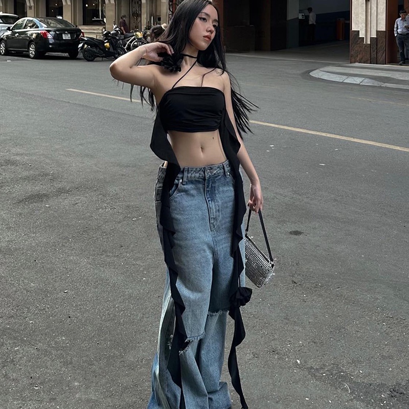 Áo Croptop Hai Dây Màu Sắc Thời Trang Quyến Rũ Cho Nữ