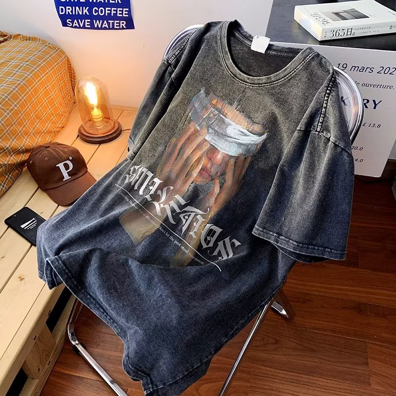 Áo Thun Cotton Cổ Tròn Dáng Rộng Màu Xám Plus Size M-8XL Cao Cấp Cho Nam