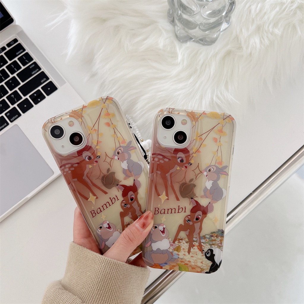 Ốp Điện Thoại TPU Dẻo Trong Suốt Họa Tiết Bambi Dễ Thương Chống Rơi Cho iPhone 14 13 12 11 Pro Max
