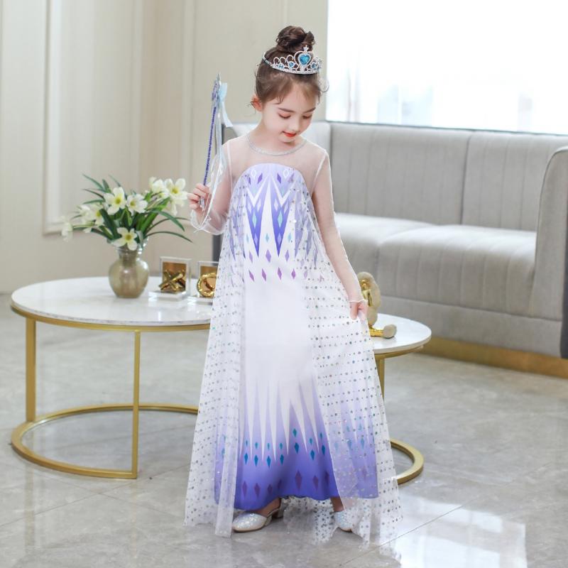 Đầm Công Chúa Elsa Kèm Tóc Giả Cho Bé Gái