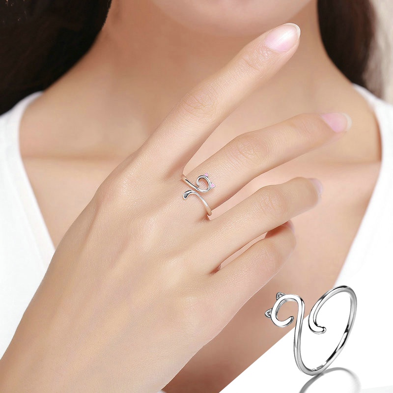 Nhẫn Hở Hình Mèo Dễ Thương Có Thể Điều Chỉnh Kích Cỡ