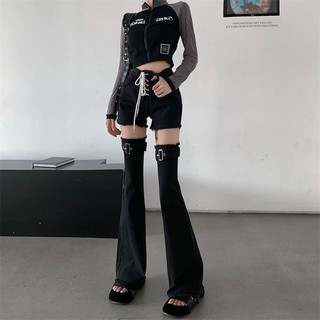 Quần short denim có thể tháo rời và dây cột eo y2k y2k