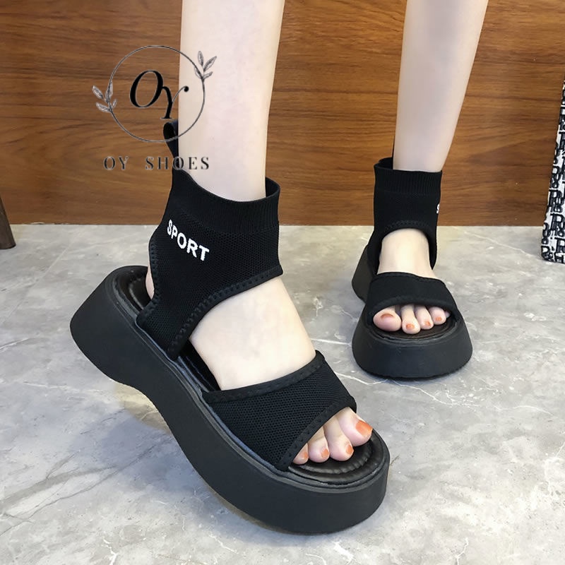 Xăng đan Cao Gót Đế Dày Hở Ngón Màu Đen Thời Trang Mùa Hè Dành Cho sandals Nữ