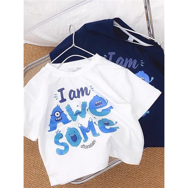 Áo phông ngắn tay I Am cho bé trai bé gái vải Cotton cao cấp co giãn mềm mại KIDSHOUSE