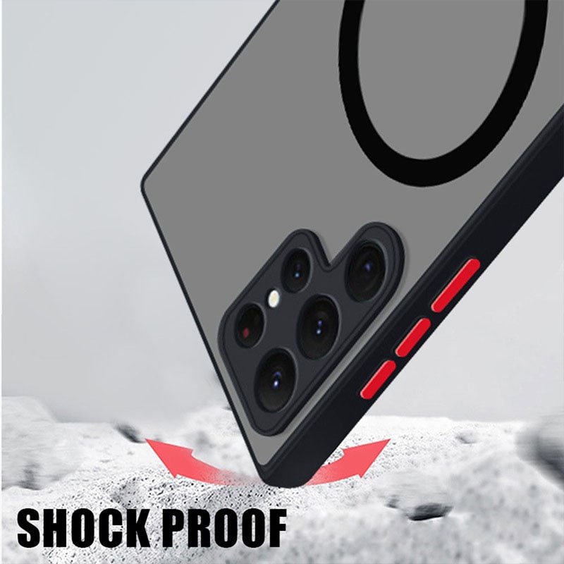 Ốp Điện Thoại Tích Hợp Sạc Không Dây Và Đế Hít Nam Châm Sang Trọng Cho Samsung S23 Ultra S22 S21 S20 FE Plus A52 S