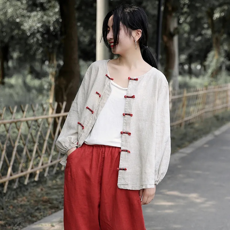 Áo Khoác Cardigan Chất Liệu cotton Lanh Dáng Rộng Thời Trang Dành Cho Nữ