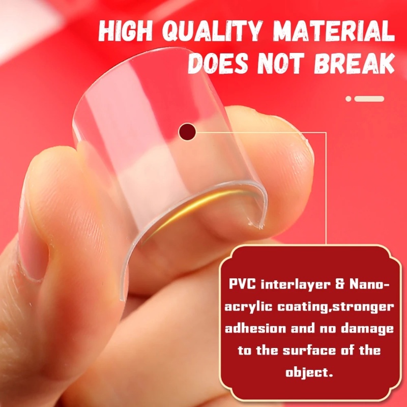 Cuộn Băng Keo Hai Mặt Bằng PVC Nano Trong Suốt Siêu Chắc
