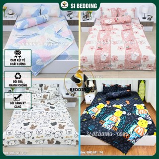 Bộ 5 món Ga Giường Chăn Hè Trần Bông M6, M8 - Ga gối poly cotton hàng loại 1 chăn m8 x 2m - Drap giường chất cotton poly