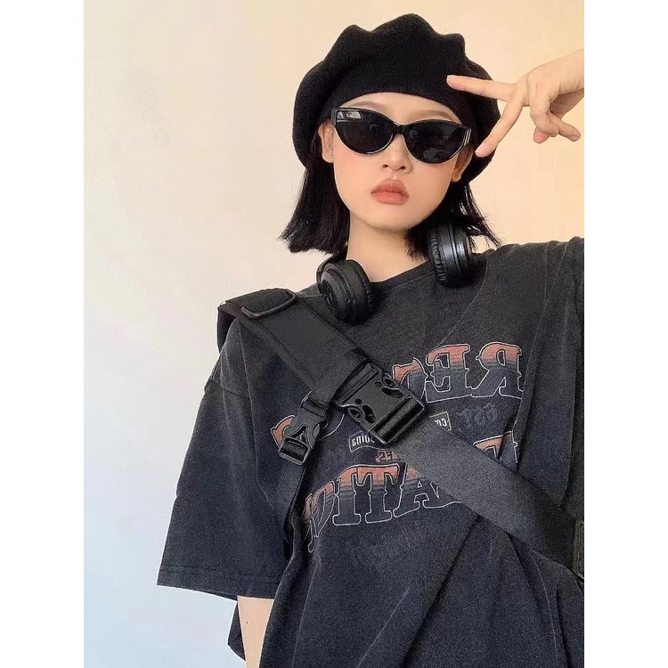 NRVP Áo Thun Đen 100% Cotton Tay Ngắn Dáng Rộng Phong Cách Hàn Quốc Cho Nữ Có Size 5XL