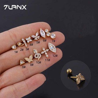 7uanX 1 Bông Tai Hình Rắn / Bướm / Trái Tim Bằng Thép Không Gỉ 16Gauge