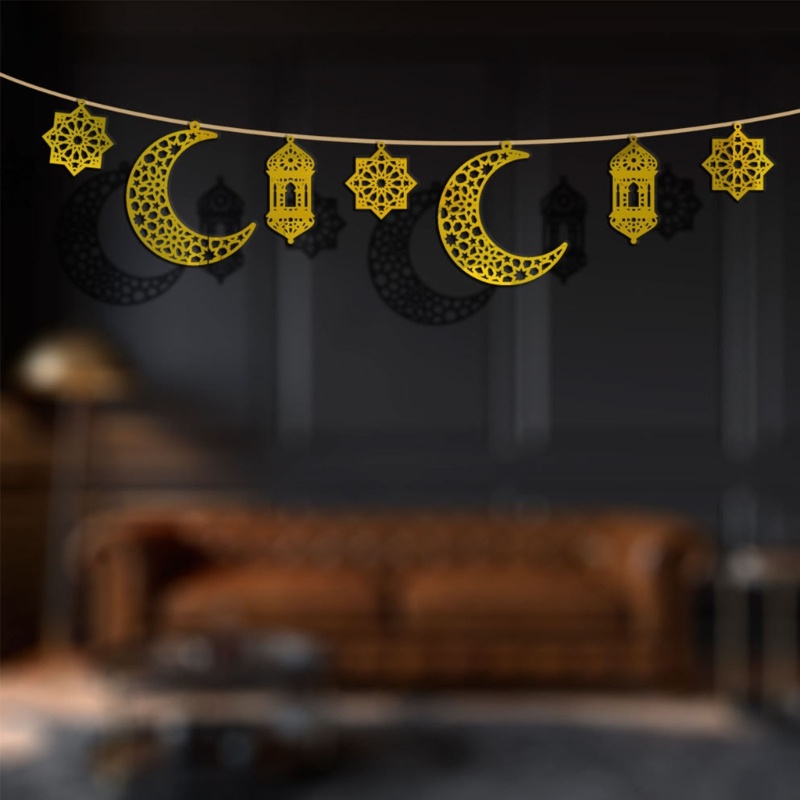 1 Bộ Mặt Dây Chuyền Acrylic Hình Mặt Trăng Và Ngôi Sao Nghệ Thuật Ramadan Trang Trí